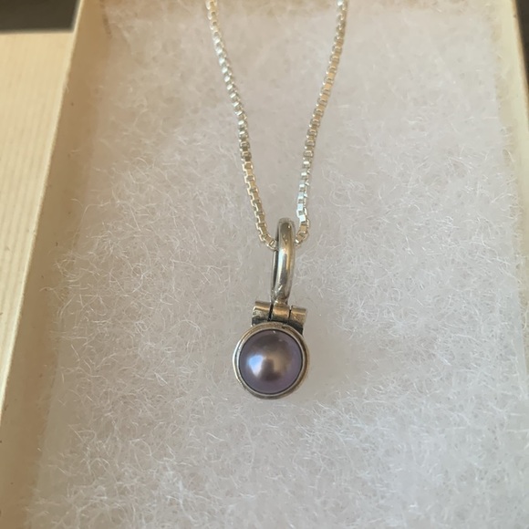 Freshwater‎ Pearl and Silver Filigree Pendant on Silver Box Chain Necklace 16” - Picture 10 of 10